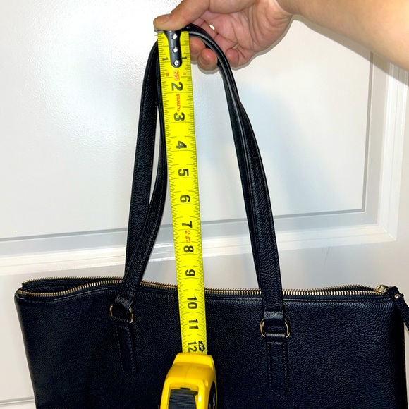 Kate Spade New York Larchmont Avenue Logo Black Leather Penny Tote Bag - Picture 16 of 17